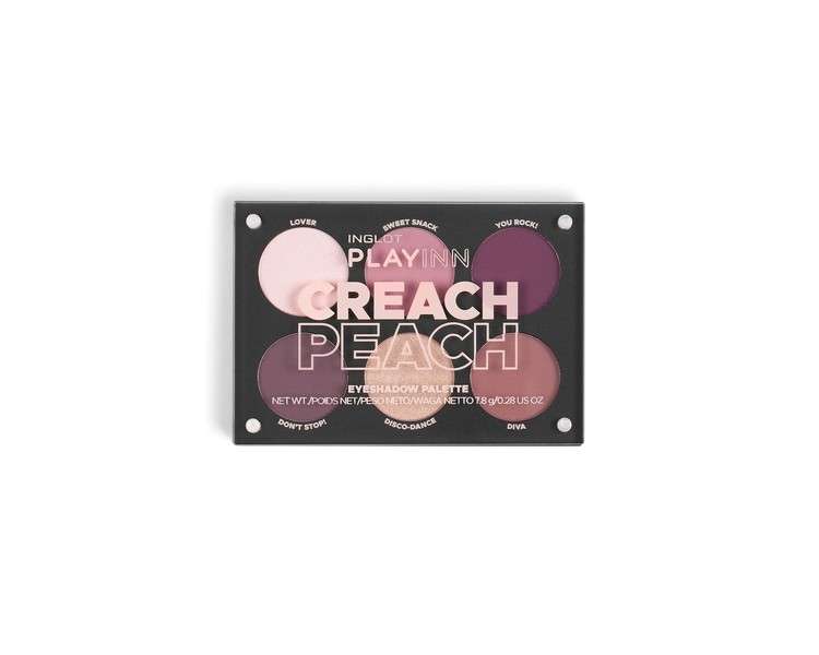 INGLOT PLAYINN Creach Peach Eyeshadow Palette - Collection of 6 Unique Shades for Full Eye Makeup