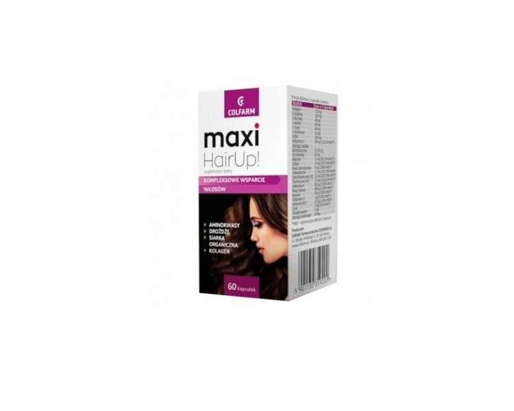 Maxi Hairup 60 Capsules Hair Yeast Amino Acid Collagen Vitamins Minerals