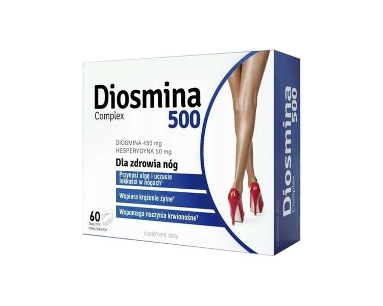 Diosmina Complex 60 Tablets - Micronized Diosmin Hesperidin Rutin Butcher's Broom Extract - Anti Cellulite Action Spider Varicose Veins Hemorrhoids Piles Heaviness Swollen Leg Pain Relief Natural Treatment