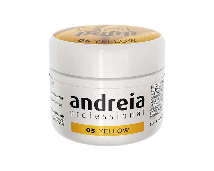 Andreia Professional Nail Art Design Gel Paint Pots Highly Pigmented Intense Colour No Flow High Viscosity UV Gel Paint for DIY Manicure Vegan 4g 05 Yellow