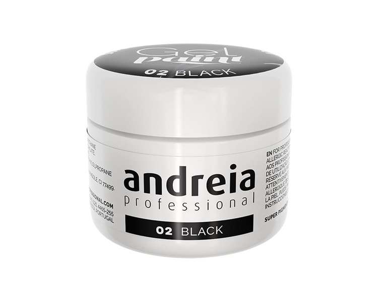 Andreia Professional Nail Art Design Gel Paint Pots 4g 02 Black