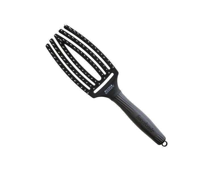 Fingerbrush Combo Medium Styling Hair Brush for Dry and Detangled Medium Hair Black