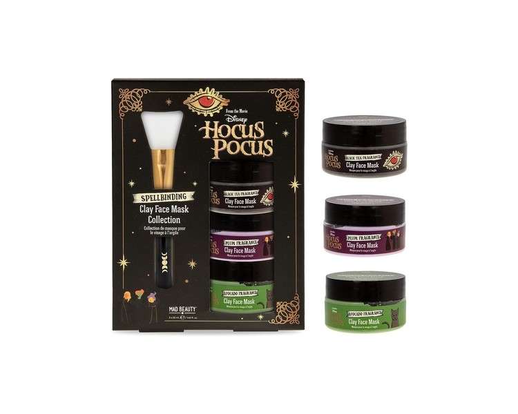 MAD BEAUTY Disney Hocus Pocus Clay Face Mask Set Aloe Vera Infused Black Tea Plum and Avocado to Soothe and Rejuvenate Skin