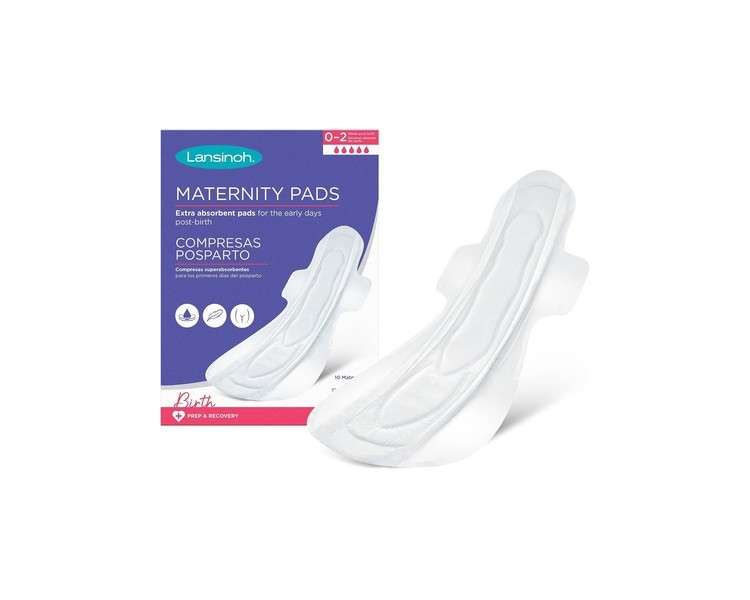 Lansinoh Maternity Pads After Birth Extra Absorbent with Wings 10 count