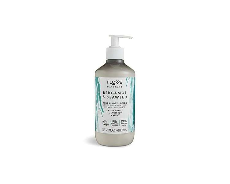 I Love Naturals Bergamot & Seaweed Hand & Body Lotion with Essential Oils of Orange & Basil 500ml