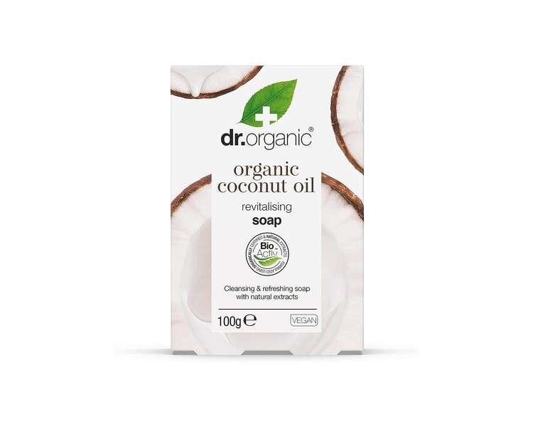 Dr Organic Virgin Coconut Oil Soap Bar Natural Vegetarian Cruelty Free Paraben SLS Free Recyclable Packaging 100g