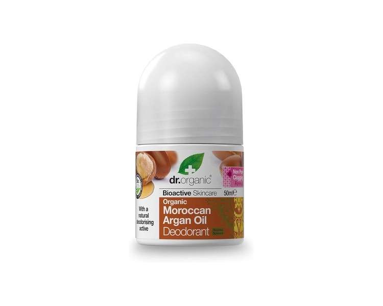 Dr Organic Moroccan Argan Oil Deodorant Natural Vegan Cruelty Free Paraben & SLS Free Aluminium Free for Women & Men 50ml