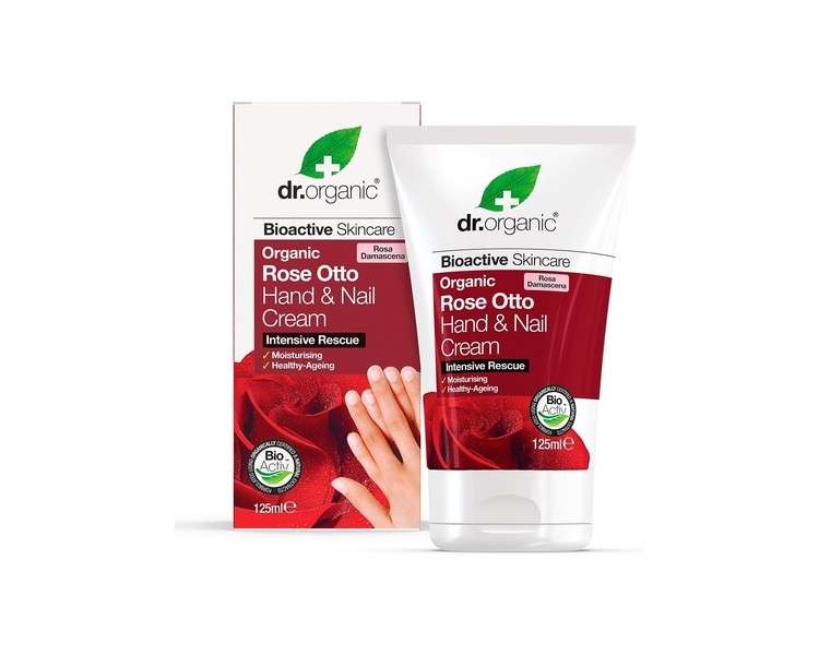 Dr Organic Rose Otto Hand & Nail Cream Moisturising Restoring 125ml