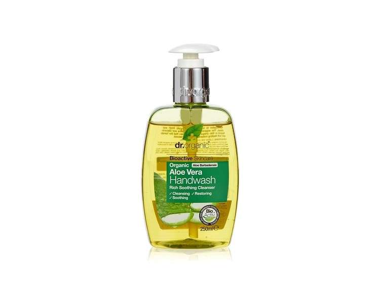 Dr Organic Aloe Vera Hand Wash Soothing Cleansing Natural Vegan Cruelty-Free Paraben & SLS-Free 250ml