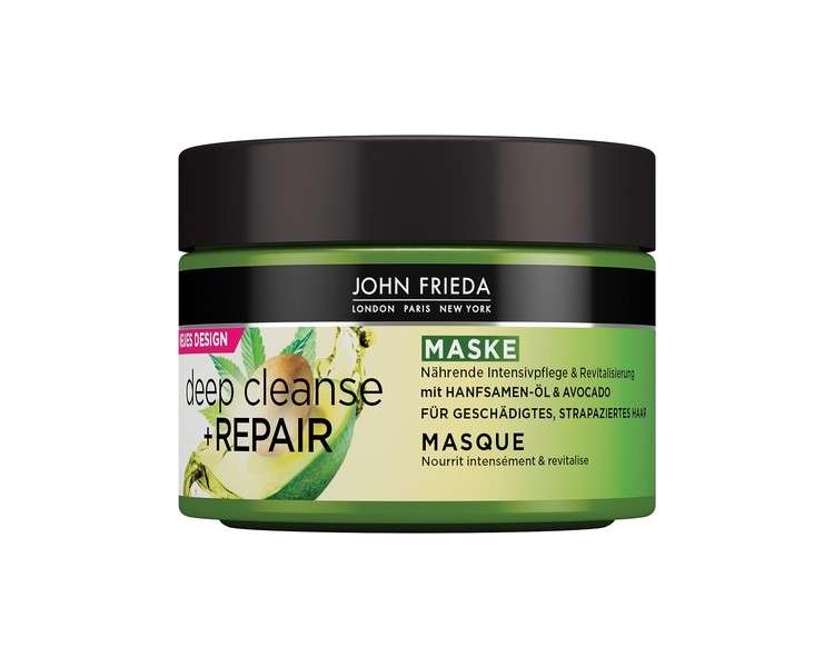 John Frieda Deep Cleanse & Repair Mask 250ml with Hemp Seed Oil and Nourishing Avocado