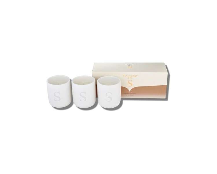 Sanctuary Spa Trio Votive Gift 3 x 90g Signature Sanctuary Ruby Oud and Wellness Scented Ceramic Candles