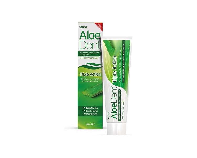 Aloe Dent Triple Action Aloe Vera Toothpaste Fluoride Free with CoQ10 100ml