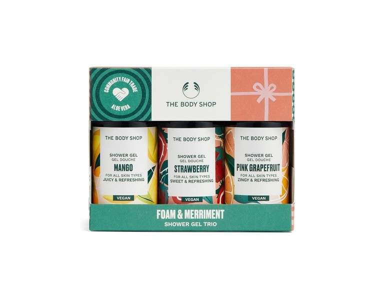 The Body Shop Foam and Merriment Shower Gel Trio Mini Gift Vegan Shower Gel