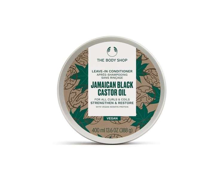 The Body Shop Jamaican Black Castor Oil Leave-In Conditioner Strengthen and Restore For All Curls and Coils With Vegan Silk Protein 13.6 Oz