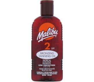 Malibu Low Sun Protection Bronzing Tanning Oil SPF 2 200ml with Tropical Coconut Fragrance