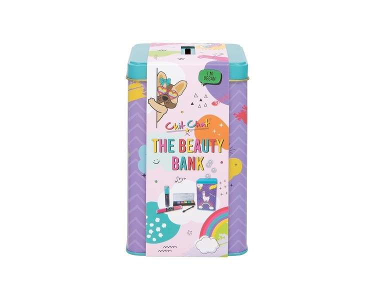 Chit Chat Beauty Bank Money Tin with Eyeshadow Palette, Lip Gloss, and Nail Varnish