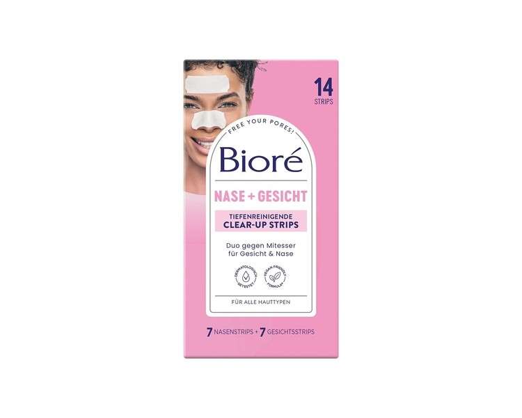 Biore Deep Cleansing Clear-up Strips 14 Strips - Face and Nose - Remove Blackheads and Impurities - All Skin Types