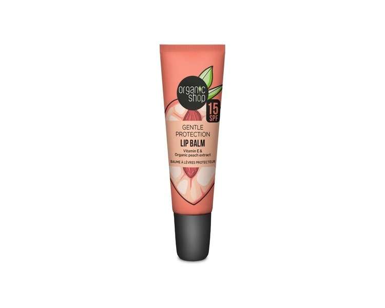 Organic Shop Gentle Protection Vitamin Booster Lip Balm SPF 15 with Vitamin E and Peach Extracts 10ml