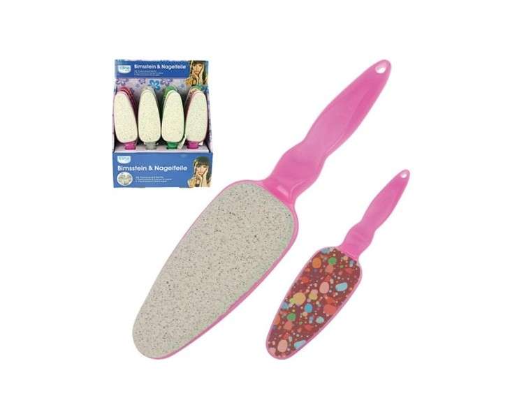 XL Pumice Stone and Nail File with Handle for Soft Corns 26x6x2 Inches Pink