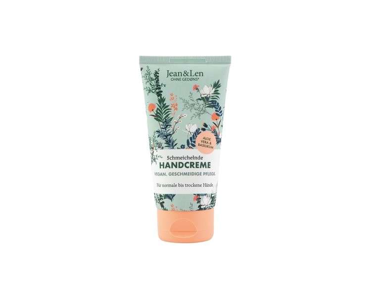 Jean & Len Soothing Hand Cream Aloe Vera & Basil, Intensive Care for Normal to Dry Hands - Tube 75ml