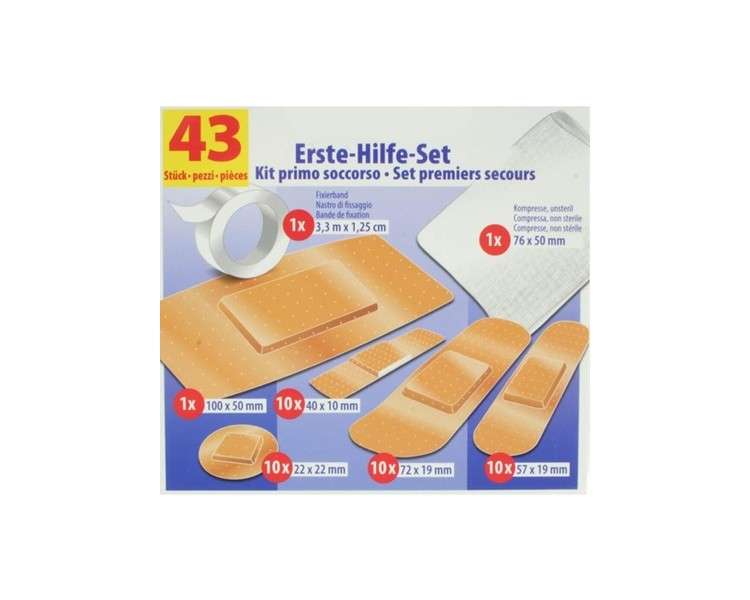 Wundmed 43 Piece First Aid Kit Box with Bandages and Compresses