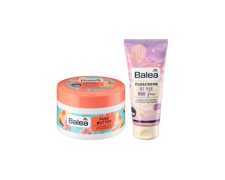 Balea Foot Care Set: Shea Butter & Peach Kernel Oil Foot Butter 150ml and Set Your Mind Free Foot Cream 100ml