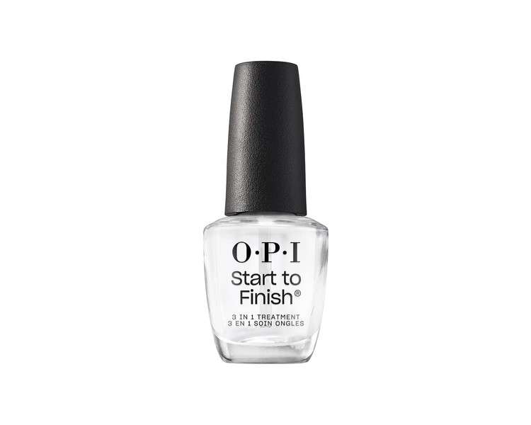 OPI Nail Polish Start to Finish 3in1 Treatment Long Lasting Shine Base Coat Top Coat Strengthener Treatment Vegan Formula Vitamins A E Damaged Nails 15ml