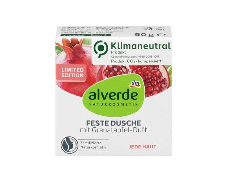 Alverde Naturkosmetik Solid Shower Gel with Pomegranate Scent 60g