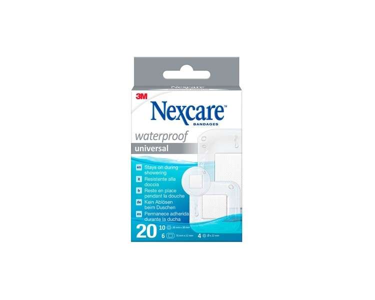 Nexcare Waterproof Universal Plaster White 20 Pieces