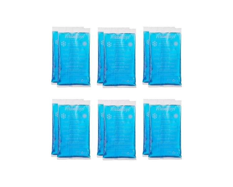 Relaxdays Cooling Pads 12 Pack Cold-Warm Compresses 15 x 8 cm Reusable Gel Cooling Compresses Blue