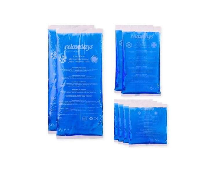 Relaxdays Hot/Cold Gel Pack First Aid Reusable 3 Sizes Multi-use Compression Sport Blue 2 x 12 x 28.5cm - Pack of 8