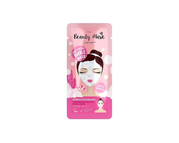 The Beauty Mask Company Crazy Cactus Bubble Mask Cleansing Sheet Mask with Cactus and Water Lily Extracts and Hyaluronic Acid for All Skin Types