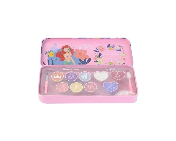 Lip Smacker Disney Princess Adventure Color Tin Lips and Face Makeup Giftset for Kids - Includes Lip Glosses and Shimmer Creams