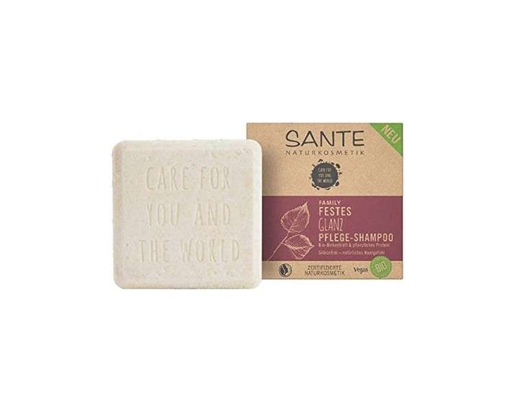 SANTE Naturkosmetik Solid Shampoo for Dull and Normal Hair with Organic Birch Leaf and Vegetable Protein 60g