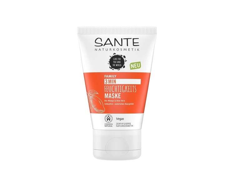 SANTE Naturkosmetik 3 Min Moisturising Mask Organic Mango & Aloe Vera 100ml