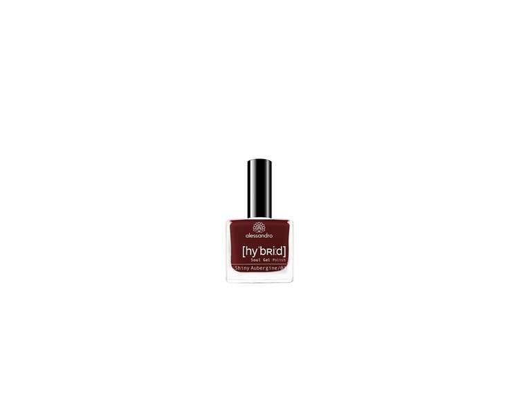 Alessandro Hybrid Nail Polish Shiny Aubergine - Dark Purple-Red - Perfect Nails in 3 Steps Without LED - Up to 10 Days Hold! 8ml