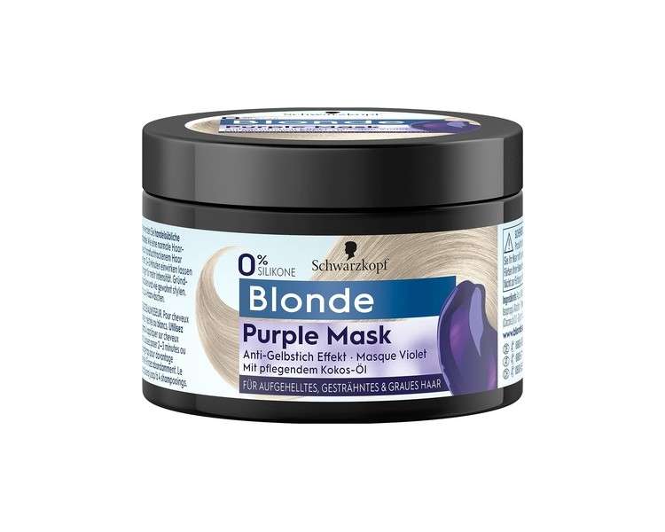 Blonde Purple Mask 150ml Anti-Yellow Tint Effect Neutralizes Yellow Tones Nourishes Lightened Highlighted Grey Hair Vegan Silicone Free