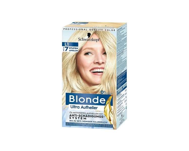 Blonde Ultra Brightener L1 Level 3 Hair Dye for Oil Activated Hair Lightening with Anti-Damage System 153ml