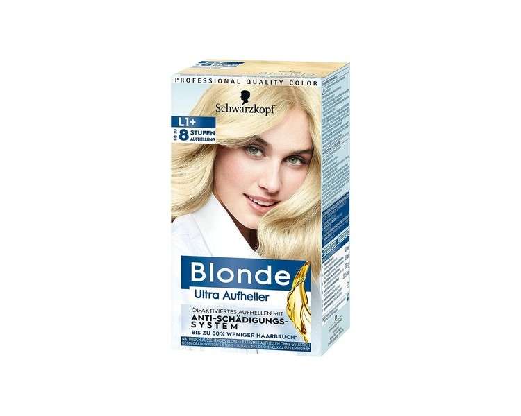 Blonde Brightener L1+ Hair Dye for Oil Activated Hair Brightening with Anti-Damage System Up to 8 Levels without Yellow Tint 143ml