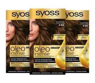 SYOSS Oleo Intense Permanent Oil Coloration 4-60 Golden Brown with Nourishing Oil and No Ammonia 115ml