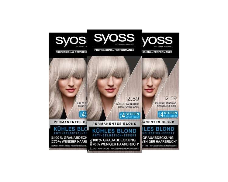 Syoss Color Cool Platinum Blonde Lightening Level 3 Hair Colour 115ml