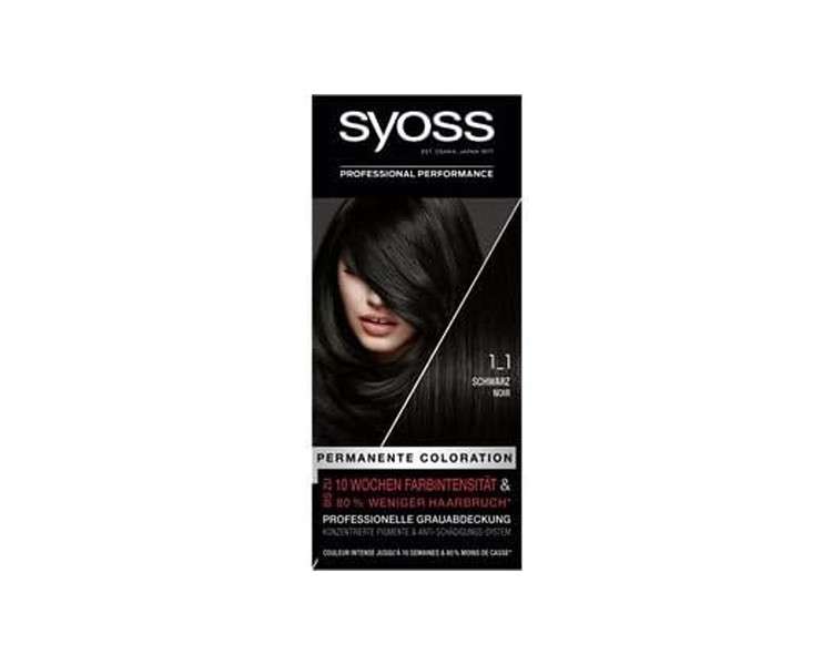 Syoss Colour Coloration 1_1 Black Level 3 Permanent Colouration 1 Count 3 x 115ml