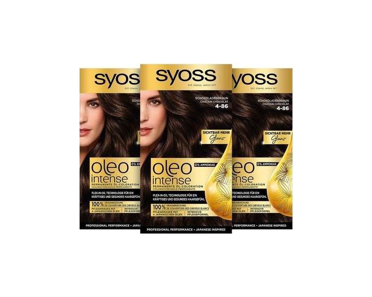 SYOSS Oleo Intense Permanent Oil Colouration 4-86 Chocolate Brown with Nourishing Oil and Ammonia 115ml