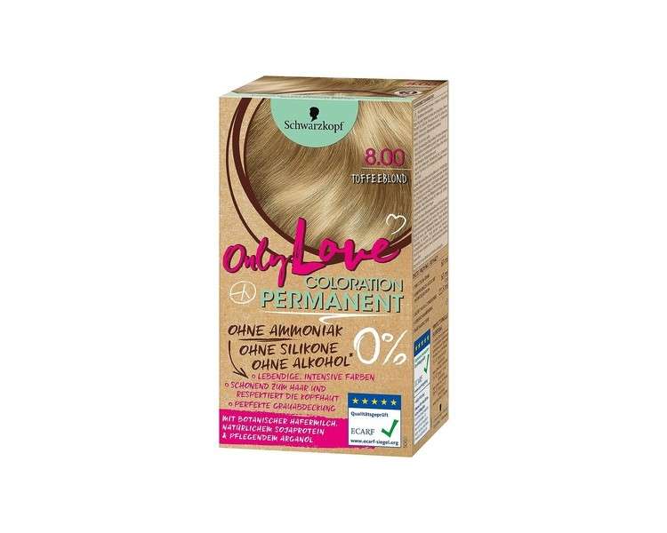SCHWARZKOPF ONLY LOVE Coloration Hair Color 8.00 Toffee Blonde 143ml