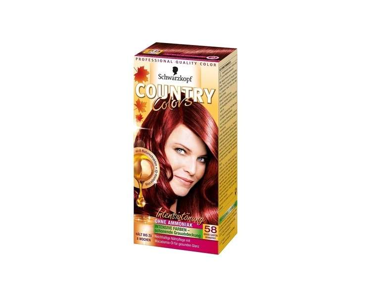 SCHWARZKOPF COUNTRY COLORS Intensive Toning Hair Color 58 Grand Canyon Garnet Red 123ml