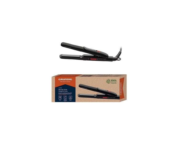 GRUNDIG HS2030 Mini Travel Hair Straightener Turmalin Black One Size