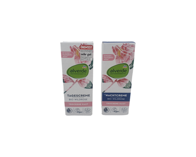 Alverde Organic Wild Rose Day Cream 50ml + Night Cream 50ml Dry Skin