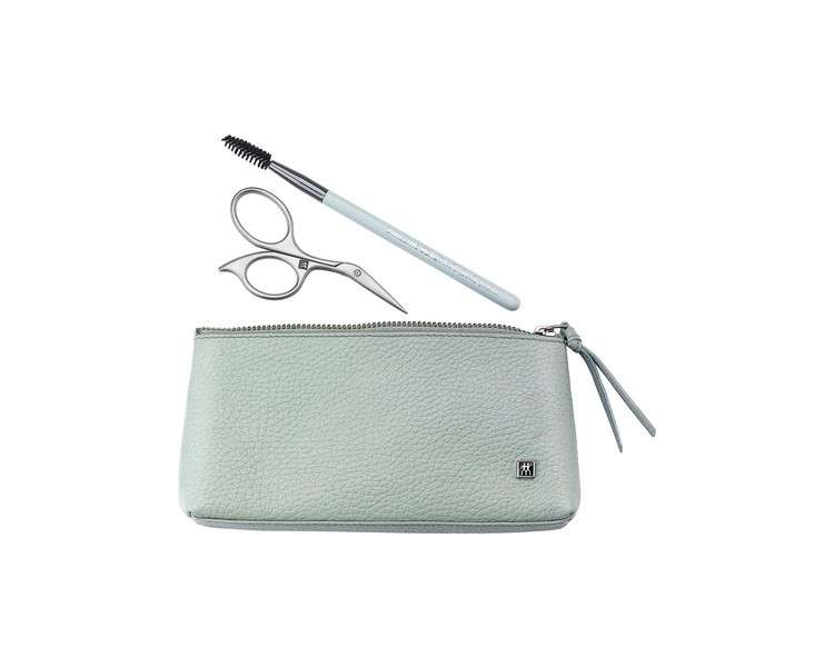 ZWILLING Twinox Eyebrow Set with Hair Brush and Scissors in Turquoise Leather Case