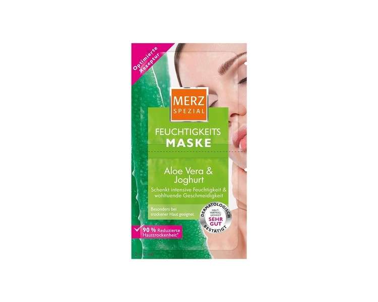 Merz Spezial Moisturising Mask Face Mask with Aloe Vera, Yogurt, Panthenol and Hyaluronic Acid 1 x 14ml - Pack of 2