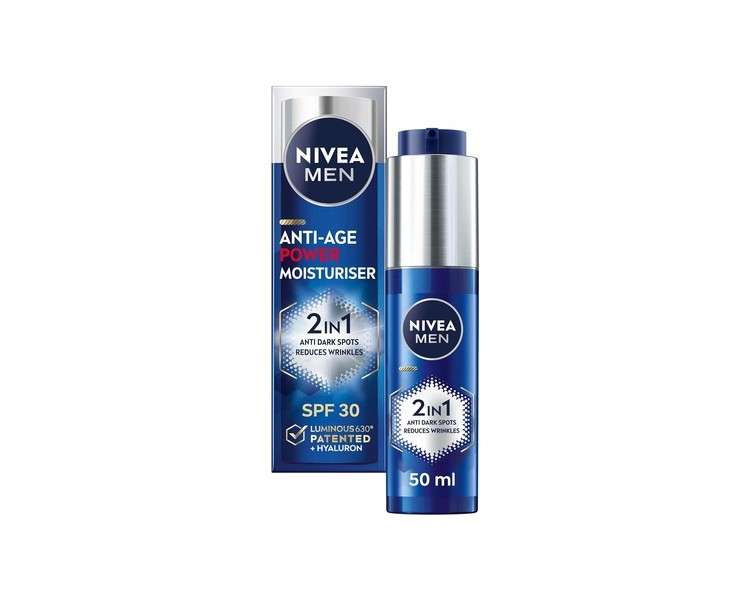 NIVEA MEN Anti-Age 2in1 Power Moisturizer with SPF 30 Luminous 630 and Hyaluronic Acid 50ml